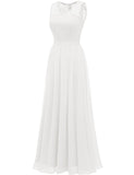 1 x RAW Customer Returns DRESSTELLS Women s Ball Gown Maxi Long Evening Dresses Chiffon Lace Bridesmaid Dresses Floor Length Cocktail Dress Confirmation Dress White L - RRP €58.48