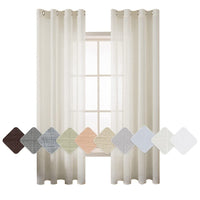 1 x RAW Customer Returns MIULEE Cross Linen Curtains Pure Color Translucent Bedroom Curtains Modern Transparent Decoration for Window Living Room Bedroom Dining Room Kitchen Living Room 2 Sheets 140x225cm Cream - RRP €25.2