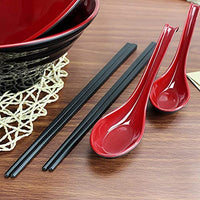 1 x RAW Customer Returns Ramen Bowl Set, Capacity 1032 ml Japanese Soup Bowl with Spoon and Chopsticks, for Pasta Udon Asian Noodles, Red Black Mixed 4 PCS  - RRP €36.99