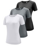 1 x RAW Customer Returns Women s 3-Pack Short Sleeve T-Shirts, UPF 50 Sun Protection Quick-Drying Functional Shirt Running Shirts, Breathable Short Sleeve Sports Shirt Gym Yoga Top Workout Fitness Top Black White Grey 3P11-S - RRP €30.74