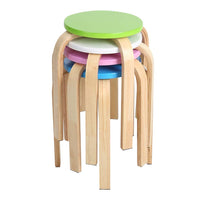 1 x RAW Customer Returns Stacking stool round stool, solid wood stool house bench wooden stool kitchen stool bar stool bathroom stool with non-slip mat for children s room bathroom colors available white - RRP €37.19