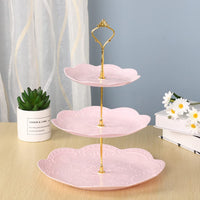 1 x RAW Customer Returns 3 Tier Cupcake Stand Dessert Stand Cookie Trays Plastic Dessert Serving Tray for Birthday Home Party Pink 2 Pack  - RRP €21.99