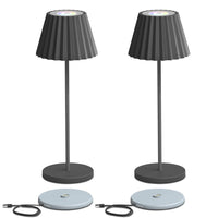 1 x RAW Customer Returns 2 Pack Rechargeable Wireless Battery Table Lamp with Charging Station, RGBW Dimmable Battery Operated Lamp, IP54 Waterproof, Long Battery Life Bedside Lamp for Restaurant Gray  - RRP €60.49