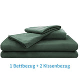 1 x RAW Customer Returns Lanqinglv bed linen 155 x 220 cm 4-piece green dark green plain microfiber bed linen set 2 duvet covers 155 x 220 cm with zipper 2 pillowcases 80 x 80 cm - RRP €51.12