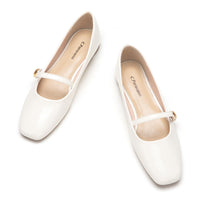 1 x RAW Customer Returns C.Paravano Mary Jane Shoes Women Square Toe Mary Jane Flat 39,White  - RRP €129.07