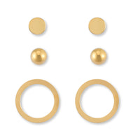 1 x RAW Customer Returns Gold stud earrings set for women - three golden, skin-friendly stud earrings gold I earrings with 18 carat gold plating - RRP €30.16