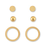 1 x RAW Customer Returns Gold stud earrings set for women - three golden, skin-friendly stud earrings gold I earrings with 18 carat gold plating - RRP €30.16