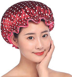 6 x Brand New Shower Cap, Reusable Waterproof Bath Cap 2 Pack Women Elastic Large Showe Caps Women Hair Protection for Women Shower Spa Salon Polka Dots Red Black - RRP €108.0