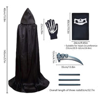 2 x RAW Customer Returns YYST Halloween costume, Halloween cape, Grim Reaper costume, black cape with hood for cosplay, Halloween decoration, carnival theme party C  - RRP €36.32