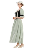 1 x RAW Customer Returns Fiamll Medieval Clothing Women Renaissance Medieval Party Costume Maxi Dress Victorian Green M - RRP €46.38