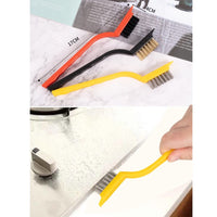 3 x Brand New Wire Brush 3PCS Stove Cleaning Brush 1PC Scraper Tool Set Deep Cleaning Nylon Brass Stainless Steel Bristles with Curved Handle for Scrubbing Rust, Dirt and Paint - RRP €79.2