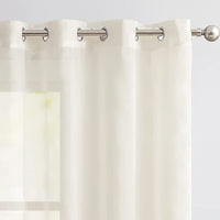 1 x RAW Customer Returns TOPICK Voile Curtain with Eyelets Sheer Curtains Transparent Gauze Curtain Pair Eyelet Curtains for Living Room Bedroom 245 cm x 140 cm H x W Set of 2 Light Beige - RRP €29.23