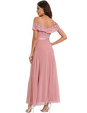 1 x RAW Customer Returns Gardenwed Plus Size Prom Wedding Formal Dress, Plus Size Cold Shoulder Bridesmaid Evening Formal Dress Blush 2XL - RRP €63.01