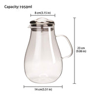 1 x RAW Customer Returns Liter 68 Ounces Glass Carafe Pitcher with Lid and Spout, Water Carafe, Iced Tea Pitcher, Juice Pitcher, for Homemade Drinks Iced Tea Milk Coffee Wine - RRP €32.26