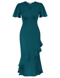 1 x RAW Customer Returns GRACE KARIN Women s Cocktail Dress Elegant for Wedding Plain Wedding Guest Bridesmaid Dresses Peacock Green L - RRP €28.8