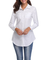 1 x RAW Customer Returns fuinloth Women s Shirt Elegant Long Blouse Basic V-Neck Shirt Blouse OL Work Work Shirts with Buttons Jean Blouse White XL - RRP €28.22