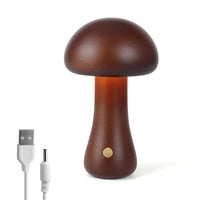 1 x RAW Customer Returns Wooden Mushroom Lamp, Portable Dimmable Bedside Lamp with USB Charging, Wireless Night Light, Mushroom Table Lamp for Home Decoration, Bedroom, Rechargeable LED Nightstand Lamp Walnut-A  - RRP €28.99