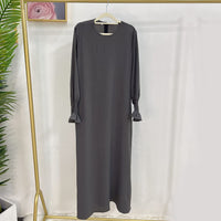 1 x RAW Customer Returns JINLLC Women s Prayer Dress Ramadan Islamic Muslim Clothing Long Sleeve Abaya Dress Plain Turkish Robe Dubai Outfits, Grey, Small - RRP €36.29