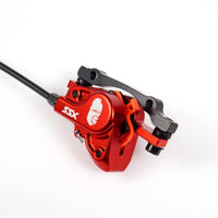 1 x RAW Customer Returns chooee Bicycle Hydraulic Disc Brake MTB Hydraulic Disc Brake Rear left, tube 1450mm long, red - RRP €37.3