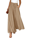 1 x RAW Customer Returns CMTOP Women s Summer Palazzo Pants Lightweight Elastic High Waist Pants Casual Pants with Pockets Drawstring Baggy Pants Khaki,L  - RRP €35.99