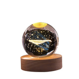 1 x RAW Customer Returns 3D crystal ball night light for children, LED ball lamp, 6 cm moon crystal ball with wooden base, USB charging whale Saturn solar system night light lamp birthday Christmas gift for boys girls - RRP €17.63