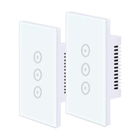 1 x RAW Customer Returns WiFi Smart Light Switch, UseeLink Tempered Glass Touch Screen Switch US, 3 Gang 1 Way, Compatible with Alexa Google Home, Remote Control, Timer, Neutral Wire Required, 2.4 GHz Only 2 PCS  - RRP €40.21