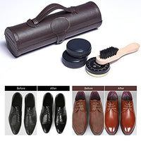 1 x RAW Customer Returns YUET Brown Black Leather Care Shoe Cleaning Kit with Polishing Brush, Premium Luxury Soft Horsehair Bristles Travel Case 12 Pieces - RRP €24.19