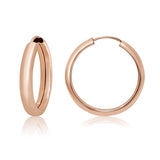 1 x Brand New Mary Jules hoop earrings rose gold made of 925 sterling silver, simple, wide ladies earrings, diameter 25 mm, real jewellery for women and girls, made of recycled silver - RRP €40.28