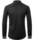 1 x Brand New JACKETOWN Business Shirts Men s Long Sleeve with Chest Pocket Shirt Elegant Men s Stand-Up Collar Slim Fit Easy-Iron Men s Long Sleeve Shirt Black White XL - RRP €34.27