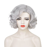 1 x RAW Customer Returns Old Lady Costume Wig for Women, ATAYOU Short Silver Gray Curly Grandma Costume Wig Halloween Carnival Party Old Lady Wigs - RRP €23.99