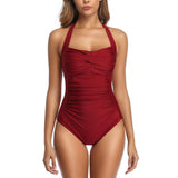 1 x RAW Customer Returns Smismivo Women s One Piece Swimsuit with Tummy Control Push up One Piece Swimsuit with Padded Halter Elegant Curvy Women s Swimwear Summer Beach Beachwear - RRP €36.38