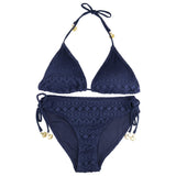 1 x RAW Customer Returns AIJIA Women s Padded Bikini Swimsuit Classic Sexy Triangle Two-Piece Halterneck Swimsuit Blue S - RRP €24.0