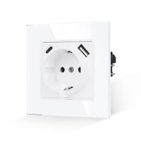 1 x RAW Customer Returns JIMEIDA single socket with USB in white, 16Amp glass sockets with USB A and Type C port max.2.1A, flush-mounted wall socket-86mm, 250V - RRP €15.12