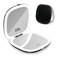 1 x RAW Customer Returns Micacorn Portable Compact Mirror with LED Lighting 1X 10X Magnification Makeup Mirror USB Rechargeable Folding Mirror Touch Screen 3 Colors Dimmable Makeup Mirror for On the Go Handbag - RRP €23.99