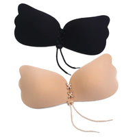 4 x Brand New POMAMZ Adhesive Bra Backless Self-Adhesive Bra Push Up Backless Dress Bra Invisible Silicone Bra Adhesive Pads Invisible Bra Nipple Pads Backless Sticky Bra 2 Pack, Black Beige - RRP €110.4