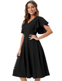 1 x Brand New bridesmay Black Women s Dresses Vintage Dresses 50s Rockabilly V-Neck Chic Cocktail Dress Evening Dresses Elegant for Wedding Black M - RRP €48.54