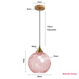 1 x RAW Customer Returns ZTTECH 200mm Glass Ball Pendant Light Bronze Gold Bracket with Pink Glass Ball Hanging Lamp Pink  - RRP €69.99