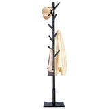 1 x RAW Customer Returns YheenLf Solid Wood Coat Rack Made of Rubber Wood, Clothes Rack for Clothes, Hats, Jacket Rack for Entrance, Living Room, 8 Hooks, 3 Adjustable Heights, Black, 30 x 30 x 180 cm - RRP €42.99