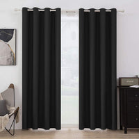 1 x RAW Customer Returns MIULEE Black Opaque Curtains with Eyelets, Beautiful Soft Blackout Curtains for Darkening Rooms, Set of 2 Curtains Darkening Bedroom Living Room Thermal Curtain Cold Protection 140X225 cm - RRP €43.99