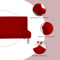 1 x RAW Customer Returns Lydevo Sofa Cover without Armrests 3 Seater Sofa Bed Cover Stretch Armrest Sofa Bed Cover Sofa Cover Armless Clic Clac Elastic Couch Cover Futon for Folding Couch without Armrests, Red - RRP €16.92