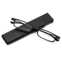 1 x RAW Customer Returns KoKoBin Compact Reading Glasses with Blue Light and UV Protection, Ultra Thin TR90 Reading Glasses with Portable Flat Case, for Men and Women, Black - RRP €58.8