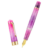 1 x RAW Customer Returns Asvine Piston Fountain Pen P20, Gradual Purple Resin Iridium, Extra Fine Point, Gold Trim, Smooth Writing Collection with Case Set - RRP €40.33