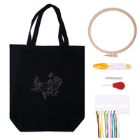 3 x Brand New VOC voice of customer Embroidery Kit for Beginners with Pattern Black Canvas Tote Bag for DIY Craft Sewing Cross Stitch Cross Stitch Kit Includes Needle Cartridge Color Yarn and Needle. - RRP €61.2