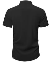 1 x Brand New JACKETOWN Shirt Casual Men s Short Sleeve Regular Fit Kent Collar Tops Summer Business Shirt Men s Short Sleeve Embroidery Shirt Leisure Black L - RRP €33.26