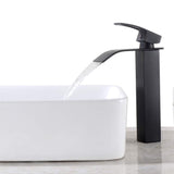 1 x RAW Customer Returns Faucet Bathroom Waterfall Black, High Basin Faucet with Spout Height 204mm, Single Lever Mixer Tap Cold and Hot, Countertop Sink Faucet for Bathroom - RRP €40.91