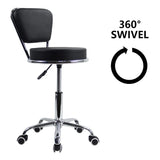 1 x RAW Customer Returns KKTONER swivel chair rolling stool office chair height adjustable swivel stool with low backrest PU leather black - RRP €56.46