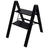 1 x RAW Customer Returns BAOYOUNI Step Ladder, Lightweight Household Ladder 2 Steps Aluminum Folding Step Ladder with Non-Slip Wide Pedal for Household Office Portable Storage Rack Paint and Plant Pots, Load Capacity up to 100kg, Black - RRP €75.62