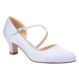 1 x Brand New Duosheng Elegant HC2002 Wedding Shoes Round Toe Comfort Low Heel Block Heel Buckle Satin Bridal Shoes White Size 38 - RRP €62.51