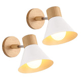 1 x RAW Customer Returns LIGKIN 2PCS Wall Lights Indoor, Modern Industrial Wall Lamp, E27 Rotatable Wall Light Wooden Decorative Interior Lighting for Bedroom Living Room Hallway Cafe, 18cm - RRP €33.99