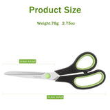 2 x Brand New Vutyvve Scissors, Stainless Steel Cutting Blade, Rubber Handle, Black and Green, 8 inch, 1 Piece - RRP €43.2